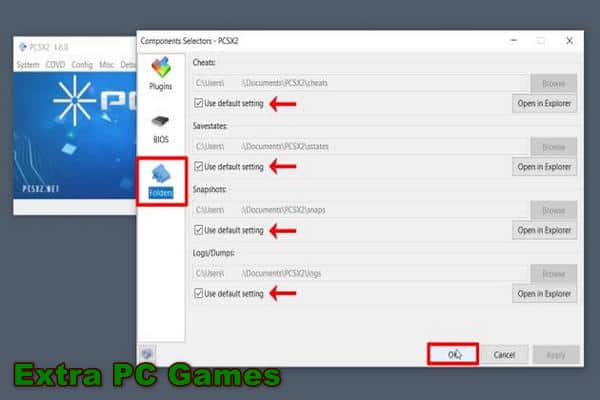 Step 16 Click on Folders option Here you can change folders to save Cheats Save states Snapshots and Logs Dump or you can Use default setting then OK