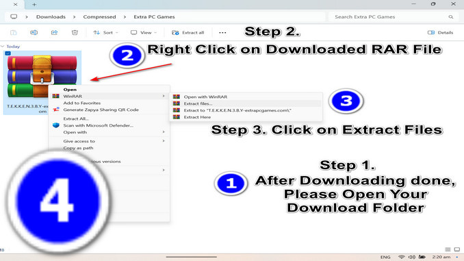 Step 4 After Downloading Complete Open Your Download Folder and Right Click On Downloaded RAR File Than Click on Extract Files